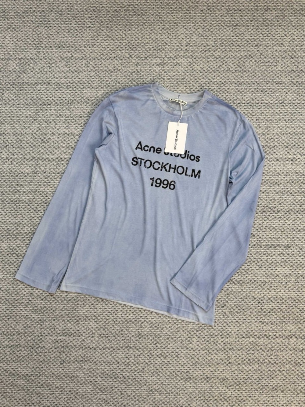 Acne Light Blue Logo Long Sleeve Tee